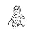 Mona Lisa line art Royalty Free Stock Photo