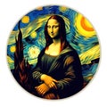 Mona Lisa Portrait in a Van Gogh Style. Royalty Free Stock Photo