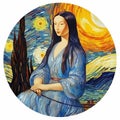 Mona Lisa Portrait in a Van Gogh Style. Royalty Free Stock Photo