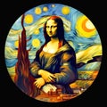 Mona Lisa Portrait in a Van Gogh Style. Royalty Free Stock Photo