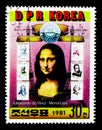 Mona Lisa, six French stamps, International Stamp Exhibition PHILEXFRANCE, Paris serie, circa 1981 Royalty Free Stock Photo