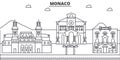 Monaco architecture line skyline illustration. Linear vector cityscape with famous landmarks, city sights, design icons