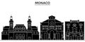 Monaco architecture vector city skyline, travel cityscape with landmarks, buildings, isolated sights on background