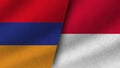 Monaco and Armenia Realistic Two Flags Together