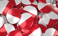 Monaco Badges Background - Pile of Monegasque Flag Buttons. Royalty Free Stock Photo