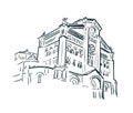 Monaco church sketch city line art