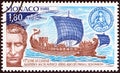 MONACO - CIRCA 1982: A stamp printed in Monaco shows Julius Caesar in the Port of Monaco, circa 1982. Royalty Free Stock Photo