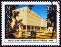 MONACO - CIRCA 1983: A stamp printed in Monaco shows Prehistoric Anthropology Museum, circa 1983.