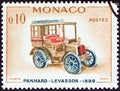 MONACO - CIRCA 1961: A stamp printed in Monaco from the `Veteran Cars` issue shows Panhard-Levassor, 1899, circa 1961.