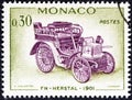 MONACO - CIRCA 1961: A stamp printed in Monaco from the `Veteran Cars` issue shows FN-Herstal, 1901, circa 1961. Royalty Free Stock Photo