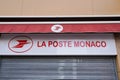 La poste Monaco french post logo and text sign on building facade agency