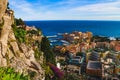 Monaco cityscape, Fontvielle harbor and the Mediterranean coast