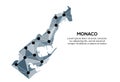 Monaco communication network map. Vector image of a low poly global map with city lights. Map in the form of triangles and dots