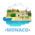 Monaco country design template Flat cartoon style