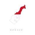 Monaco. Flag and map of the country. Vector isolated simplified illustration icon with silhouette of Monaco map. National