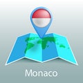 Monaco flag world map in pin with name of country Royalty Free Stock Photo