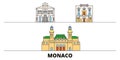 Monaco flat landmarks vector illustration. Monaco line city with famous travel sights, skyline, design.