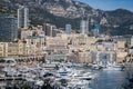 Monaco, France, 25th of February 2020: Panoramic view of Monaco harbor, Monte Carlo Royalty Free Stock Photo