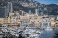 Monaco, France, 25th of February 2020: Panoramic view of Monaco harbor, Monte Carlo