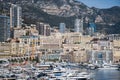 Monaco, France, 25th of February 2020: Panoramic view of Monaco harbor, Monte Carlo