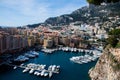 Monaco, France, 25th of February 2020: Panoramic view of Monaco harbor, Monte Carlo