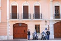 Monaco Guard and police on duty protect the duke during he goes out near the Prince's Palace of Monaco. Royalty Free Stock Photo