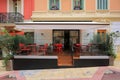 Outdoor terrace of summer cafe in Monaco