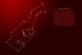 Monaco map from the contours network red, luminous space stars for banner, poster, greeting card.