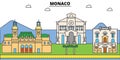 Monaco, Mediterranean sea. City skyline, architecture, buildings, streets, silhouette, landscape, panorama, landmarks