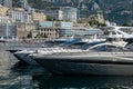 Monaco, Monte-Carlo, 06 August 2018: Tranquillity in port Hercules, is the parked boats, sunny day, many yachts and Royalty Free Stock Photo