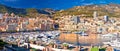 Monaco and Monte Carlo cityscape and harbor colorful panoramic view Royalty Free Stock Photo