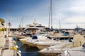 Monaco, Monte Carlo - January 28, 2020: Principality of Monako. View of seaport with yachts and speedboats