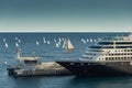 Monaco, Monte Carlo, 13 November 2022: A lot of sail boats and yachts in the sea went on a sailing trip near port