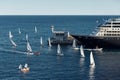 Monaco, Monte Carlo, 13 November 2022: A lot of sail boats and yachts in the sea went on a sailing trip near port