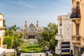 Monaco, Monte-Carlo, 02 October 2019: The main sight of the principality casino surrounded with the green trees, the updated