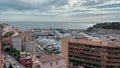 Monaco, Monte-Carlo, 29 September 2022: Aerial view of the largest fair exhibition in the world yacht show MYS, port