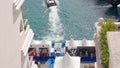 Monaco, Monte-Carlo, 29 September 2022: a boat with guests of yacht brokers departs from the shore in the largest fair