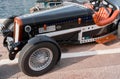 Monaco, Monte-Carlo, 29 September 2022: vintage open-top car at the yacht show on a sunny day, leather seats, spoked