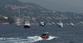 Monaco, Monte-Carlo, 29 September 2017: Yachts participants of Yacht show stand at port Oat-flakes along the coast