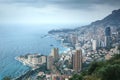 Monaco Montecarlo principality aerial view cityscape on rainy. S Royalty Free Stock Photo