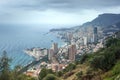 Monaco Montecarlo principality aerial view cityscape on rainy. S Royalty Free Stock Photo