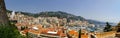 Monaco panoramic bird-fly view, business and tourism concept