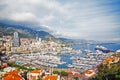 Monaco. Panoramic view. Cruise ship, boats, yachts and luxury. Few steps from Prince`s Palace of Monaco