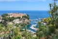 Monaco prince`s palace hill and Mediterranean sea view Royalty Free Stock Photo