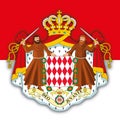 Monaco Principality coat of arms and national flag