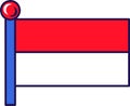 Monaco principality nation flag on flagpole vector