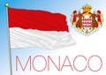 Monaco Principality official national flag and coat of arms, Europe