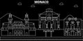 Monaco silhouette skyline, vector city, monacan linear architecture, buildings. Monaco travel illustration, outline