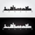 Monaco skyline and landmarks silhouette