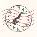 Monaco Stamp Postal. Map Silhouette Seal. Passport Round Design. Vector Icon. Design Retro Travel.
